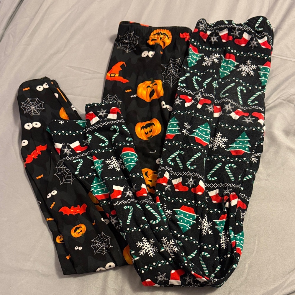Festive Halloween and Christmas Themed Leggings/Pajama Pants